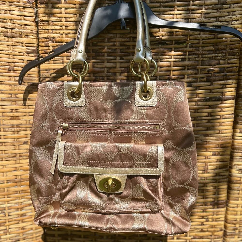 Coach Brown Shoulder Bag with Signature Design